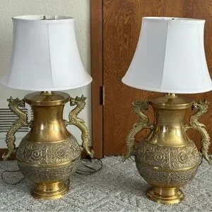 brass dragon lamp Other Oriental Antique Brass Dragon Lamp Made Inkorea Poshmark